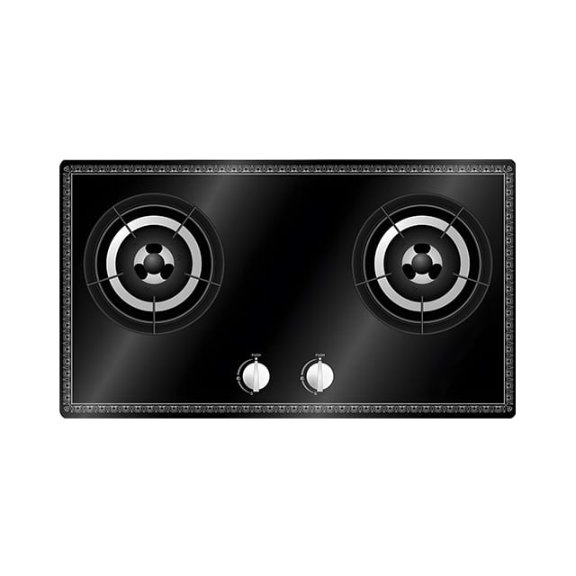 Two Burnner Black And Silvery Printing Tempered Cooktop Glass 6-8mm