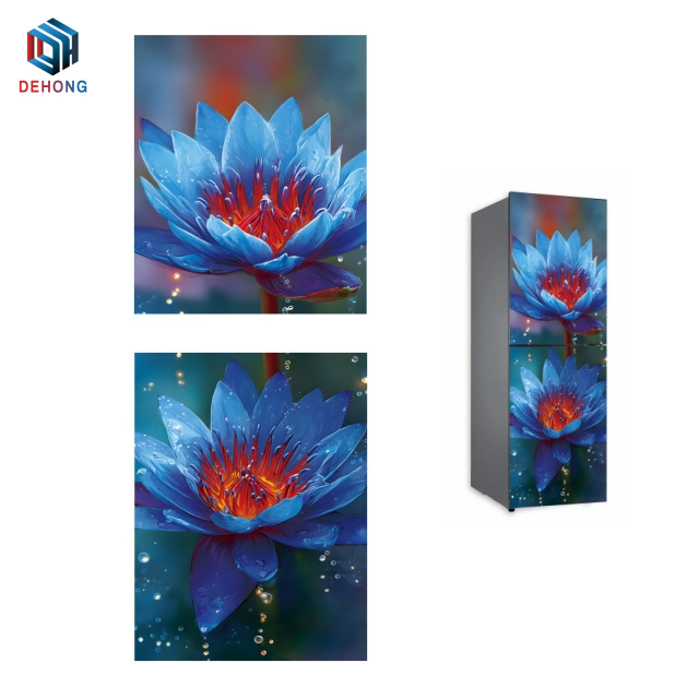 UV Printed Colored Flower Refrigerator Tempered Glass Door Panel
