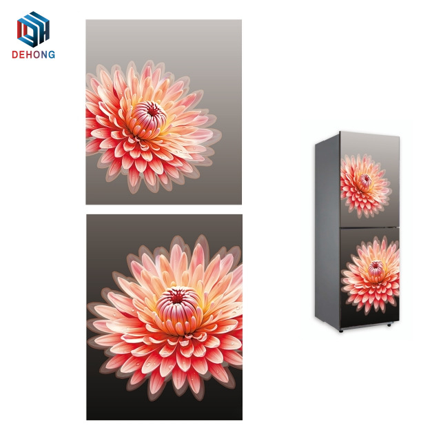 UV Printed And Mirror Coated Refrigerator Tempered Glass Panel Door