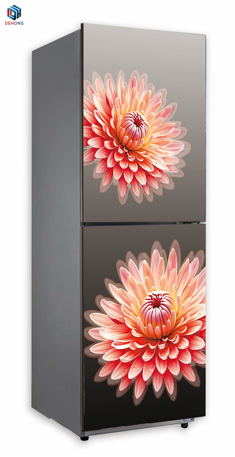 UV Printed And Mirror Coated Refrigerator Tempered Glass Panel Door