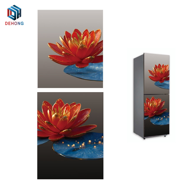 UV Printed with Mirror Coated Refrigerator Tempered Glass Door for Kitchen Appliances