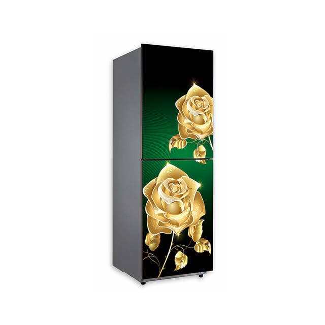 Golden Rose Flower Maroon Uv Printing Glass Panel for Refrigerator 