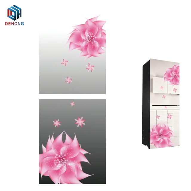 Screen Printed And Mirror Coated Refrigerator Tempered Glass Door Plate 