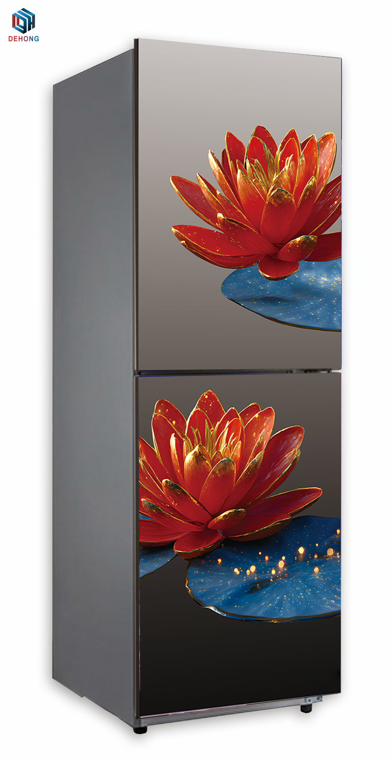 UV Printed with Mirror Coated Refrigerator Tempered Glass Door for Kitchen Appliances