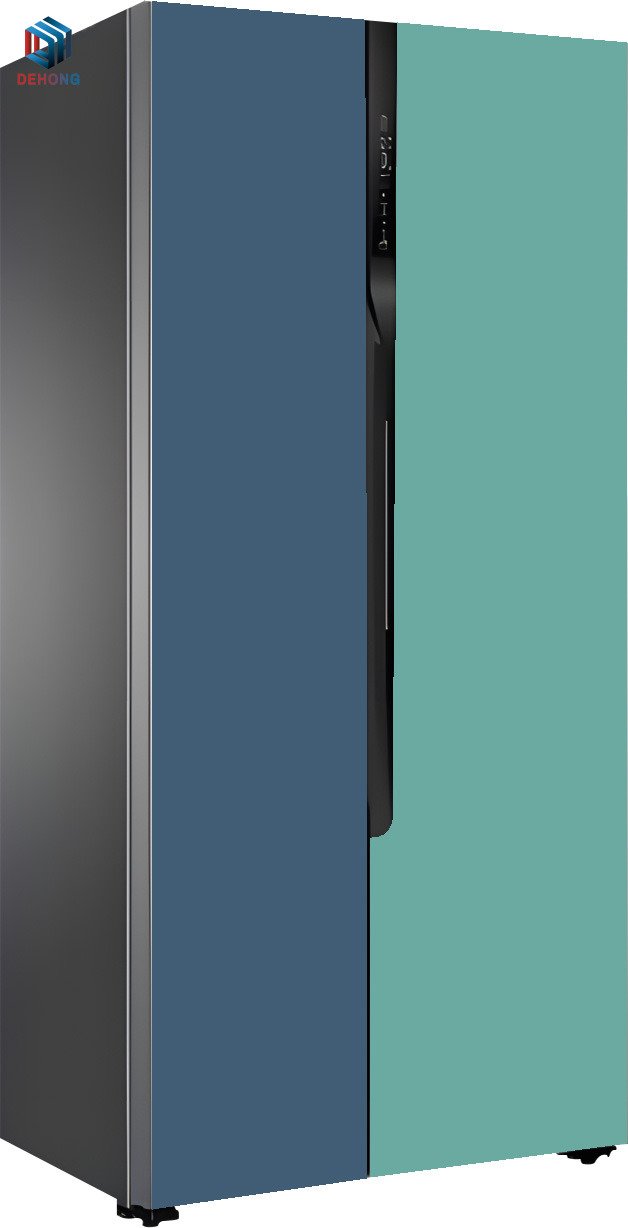 Screen Printed Macaron Colors Touch Control Refrigerator Glass Door