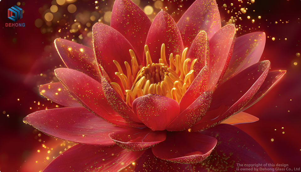 Floral Design Glass Panel for Refrigerator by UV Print