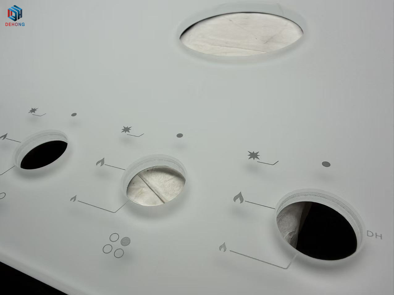 Frosted effect screen printed gas cooker glass